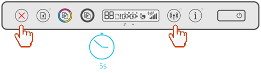 Pressing the Wireless and Cancel buttons for 5 seconds