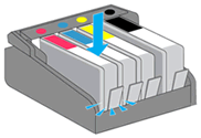 Inserting the ink cartridge until it clicks into the carriage