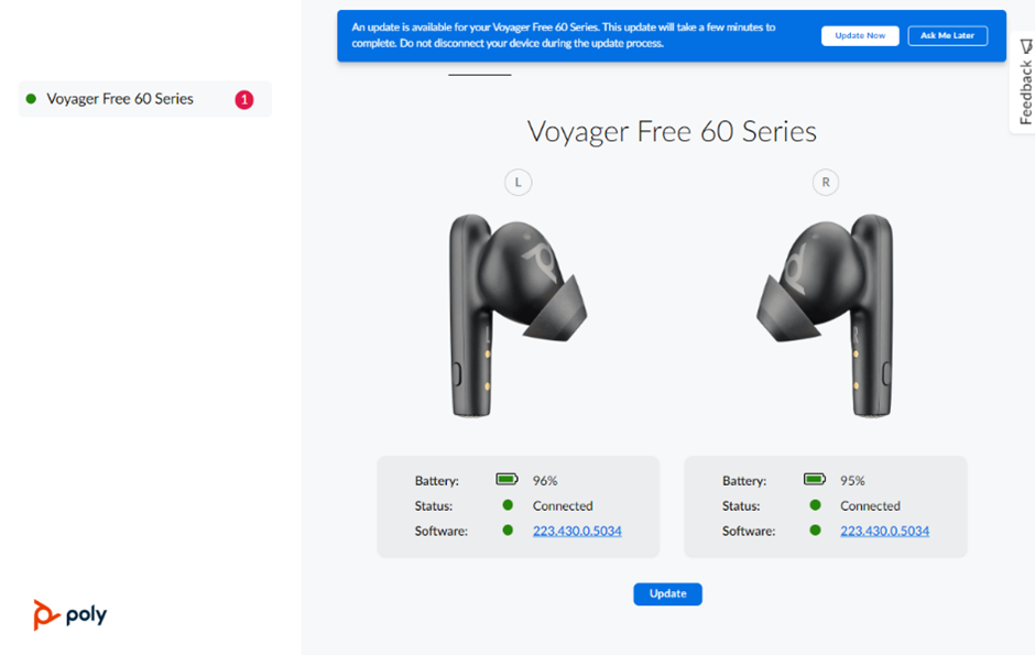 Poly Voyager Free 60 Series software release notes | HP® Support