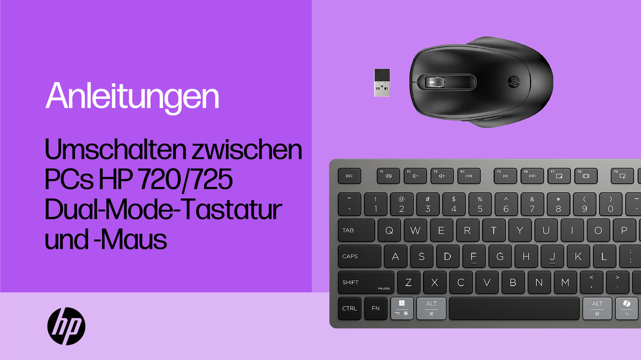 Umschalten zwischen PCs mit der HP 720/725 Dual-Mode-Tastatur und -Maus ...