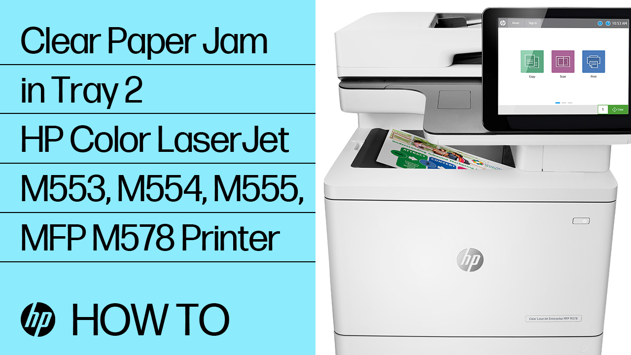 HP Color LaserJet Enterprise MFP M577 - 13.B2.D2 jam error tray 2