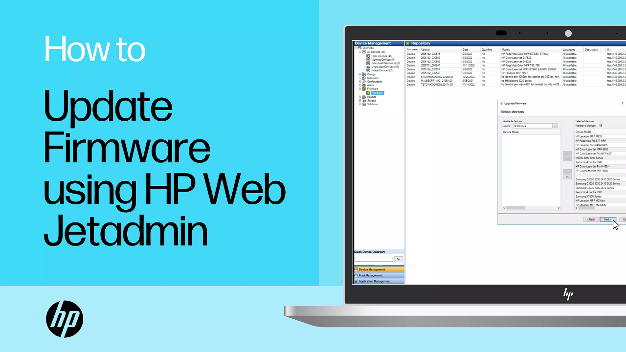 How to update firmware using HP Web Jetadmin (WJA)