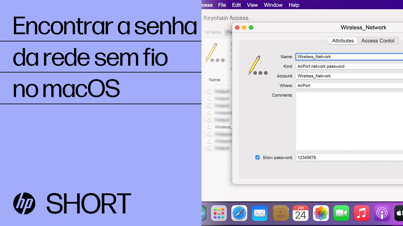 Localizar a senha da rede sem fio ou o PIN para conectar uma impressora ...