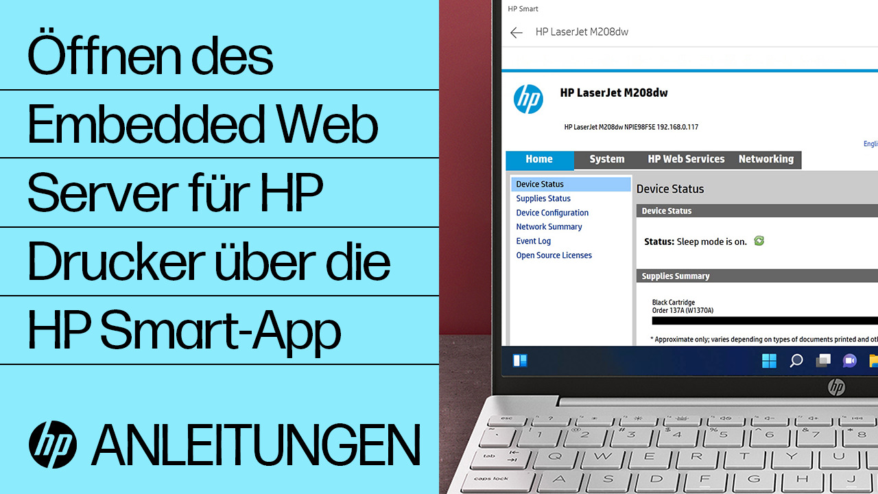 Verwenden des integrierten Webservers (Embedded Web Server, EWS) des HP ...