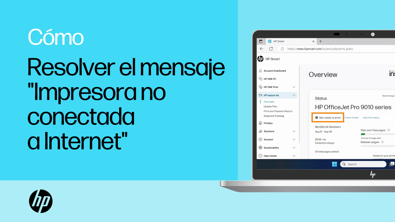 How do I fix a Printer not connected to the internet message? | Soporte HP®